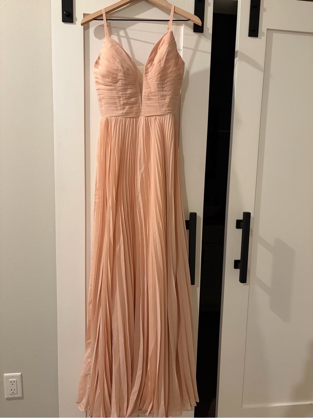 Pink A Line Pleated Long Wedding Guest Dress